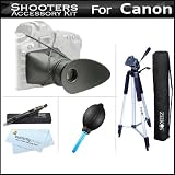 Hoodman HLMKIT Shooters Kit Includes H-LPP3 HoodLoupe 3.0 Professional 3-Inch Screen Loupe + HoodMAG 3.0 3x Magnifying Eyecup + Cinema Strap + 57" Pro Tripod + Air Blower + Lens Pen Cleaner + MicroFiber Cloth For Canon EOS Rebel T2i T3i XSi XS 60D 50D 7D