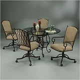 Pastel Furniture AT 514-AR X / AT 160 AR-628 Capri Glass Dining Set with Caster Chairs in Autumn Rus