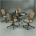 Pastel Furniture AT 514-AR X / AT 160 AR-628 Capri Glass Dining Set with Caster Chairs in Autumn Rus