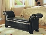 Bench with Rolled Arm Nail Head Trim Black Bycast Leather