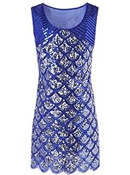 Beaded Sequined Nylon/Spandex Paisley Scoop Neck Party Dress 