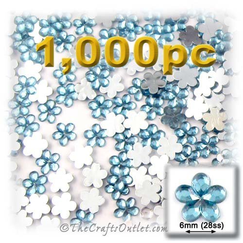 1000pc Rhinestones Mini Flower 6mm flatback Light Blue LBL