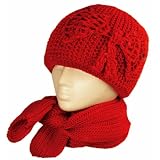 Womens 2-piece Knitted Beanie Scarf and Hat Set with Bow Accent (6 Colors)