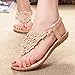 Creazy 2016 Summer Bohemia Sweet Beaded Sandals Clip Toe Sandals Beach Shoes (8, Khaki)