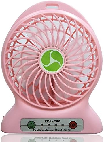 INVESCH Portable Lithium Battery Fan 4-inch Vanes 3 Speeds Rechargeable Desktop Fan (Pink)