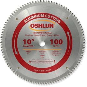 Oshlun SBNF-100100 10-Inch 100 Tooth TCG Saw Blade with 5 8-Inch Arbor for Aluminum and... by Oshlun