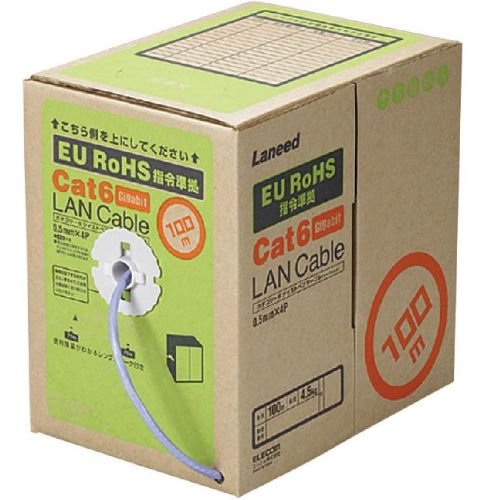 エレコム EU RoHS指令準拠 CAT6対応 LANケーブル 100m/リール巻(ブルー) LD-CT6/BU100/RS