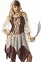 Sexy Womens Costume Romantic Pirate Lace Off the Shoulder Brown Dress Adult Outfit