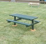 8' Wheel Chair Accessible Square Tubing Dual Pedestal Picnic Table With 8' Top Vinyl Clad Expanded