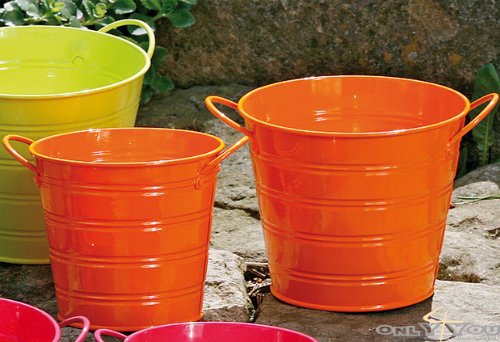 2er Set Deko Eimer Metall Garten
