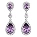 EleQueen 925 Sterling Silver Full Prong Cubic Zirconia Birthstone Teardrop Bridal Dangle Earrings for Women Girls, Valentine's DayMother's DayChristmas Jewelry Gift for GirlfrienndMom,