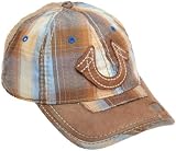 True Religion Mens Plaid Cap, Brown, One Size