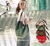 (ドレスター) DRESSTAR 大容量 軽量 かごバック + おしゃれなツイリースカーフのセット / ショルダー トート ストロー バック かぎ針編み タッセル カジュアル 夏 プール 海 リゾート t010 安田隆