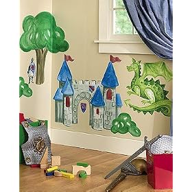 WALLIES Big Murals Medieval Times Knight Castle 7 pc by Wallies