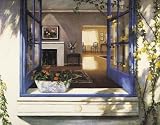 Blue Window by Jan McLaughlin. CANVAS ROLLED. 28.00 inches width by 22.00 inches height. Highest Quality Art Poster Print