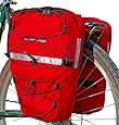Bushwhacker Moab Red - Bicycle Front/ Rear Pannier Cycling Rack Pack Bike Bag - w/ Reflective Trim - Sold as Pair