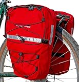 Bushwhacker Moab Red - Bicycle Front/ Rear Pannier Cycling Rack Pack Bike Bag - w/ Reflective Trim - Sold as Pair