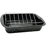 Granite Ware 0564 Open Rectangle Roaster with Non-Stick V-Rack, 19-Inch