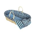 Damask Moses Basket Set - Blue