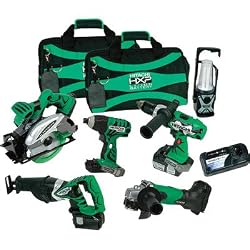 Hitachi KC18DG6L 18-Volt Lithium-Ion Tool Combo Kit, 6-Piece
