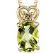 Dramatic Romance 0.75 cts Oval Checkerboard Peridot Diamond Pendant 14Kt Yellow Gold