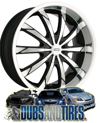 DIP Slack (Series D66) Black with Machined Lip and Face - 22 x 8 Inch Wheel