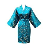 Kimono Robe - Brocade Bamboo (Short) - Turquoise