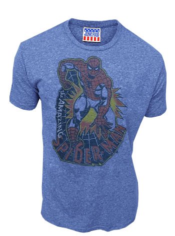  Junk Food Spider-Man Pow Vintage Liberty Blue Adult T-Shirt Tee