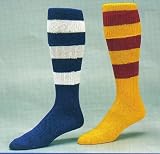 Nylon Soccer Sock with 3 wide stripes, Adult.