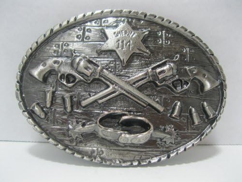 Cowboy Western Belt Buckle - #NJ180 - Sheriff - Pewter