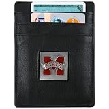 Mississippi State Bulldogs Black Leather Money Clip and Business Card Holder