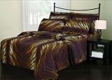 IMAGE OF New Queen Size 6 Piece Tiger Skin Style 800 Count Microfiber Sheet & Pillowcase Set