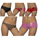 5 PACK: Womens Sexy Hipster Briefs Underwear Panties - 6 / M