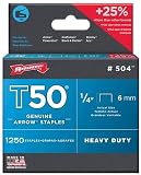 4 Pack Arrow Fastener 504 T50 1/4 Flat Crown Heavy Duty Steel Staples 1250 per Package 51TEgmIDwrL. SL160 4 Pack Arrow Fastener 504 T50 1/4 Flat Crown Heavy Duty Steel Staples 1250 per Package