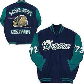 G-III Miami Dolphins Canvas Super Bowl Commemorative Varsity Jacket