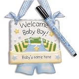Welcome Baby Boy Ceramic Personalization Plaque by Mud Pie Baby