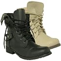 New Womens Army Military Worker Flat Buckle Ankle Boots Sz 3-8