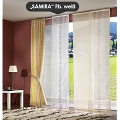 Modisch bestickte Schiebegardine "SAMIRA" aus feinstem Organza, wei� 175x58cm (Gardine, Vorhang)