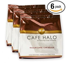 Café Halo House Natural Coffee Pods, 16-Count, 4.23 Ounce Bags (Pack of 6)
