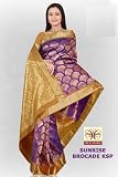 Purple and Gold Pure Kanchipuram Silk festival handloom Saree / Sari