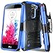 LG K8 V (2016) Case, TJS Dual Layer Hybrid Shock Absorbing Impact Resist Rugged Kickstand Armor Drop Protection Case with Belt Clip Holster For LG K8 V / LG VS500 (Blue/Black)