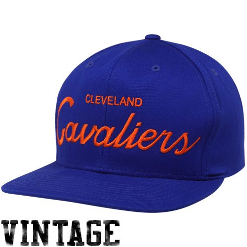 Mitchell & Ness Cleveland Cavaliers Royal Blue Solid Script Snapback Adjustable Hat