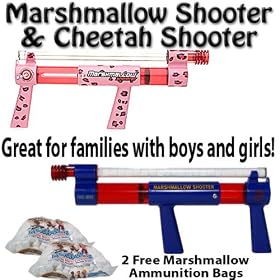 Marshmallow Shooter & Cheetah Marshmallow Shooter w/ 2 Free Bags of Ammo - Great For Families w/ Boys & Girls