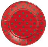 Caspari Dots Paper Salad Plate Package, Red and Green