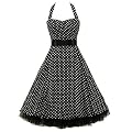 Rockabilly kleid 50s Polka Dot Schwarz petticoat kleid Neckholder kleid Abendkleid Cocktail Kleid GR.XS/S/M/L/XL/XXL/XXXL