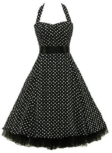 Produkt-Bild: Rockabilly kleid 50s Polka Dot Schwarz petticoat kleid Neckholder kleid Abendkleid Cocktail Kleid GR.XS/S/M/L/XL/XXL/XXXL