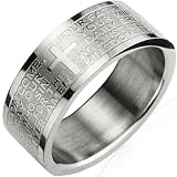 Stainless Steel English Lord's Prayer 8mm Band Ring - Men