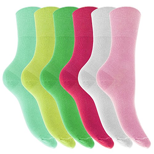 Ladies/Womens Bamboo Super Soft Work/Casual Non Elastic Top Socks (Pack Of 6)