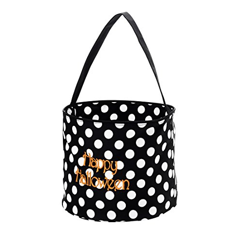 Chevron Polka Dot Stripe Fabric Bucket Tote Storage Container, Great for Easter or Halloween Candy