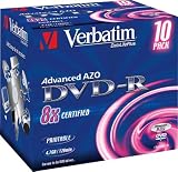  : Verbatim DVD-R (16x) 4.7GB 10 Pack Jewel Case InkJet Printable